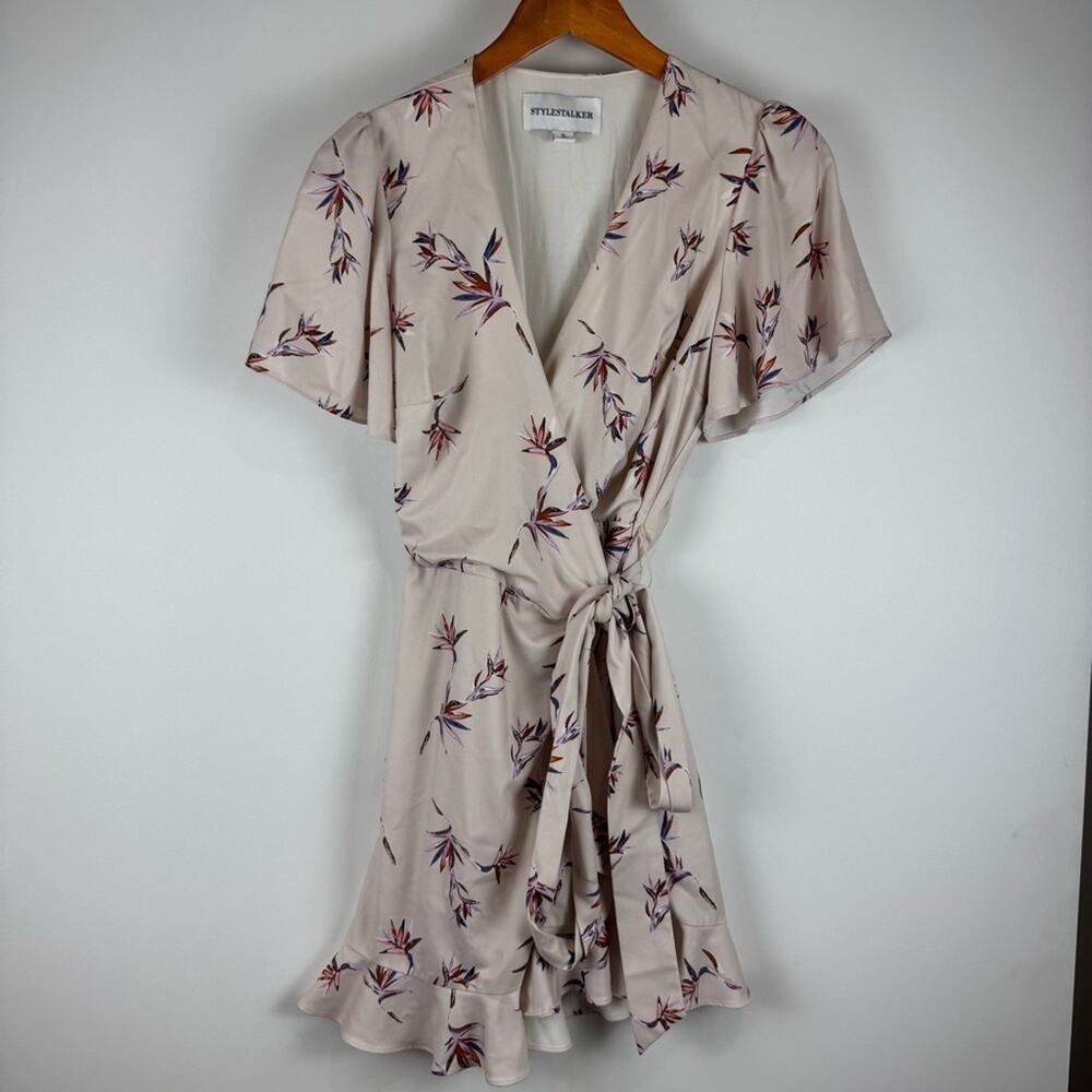 Stylestalker Cream Floral Wrap Dress ~ Small
